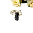 Black Tourmaline Adjustable Ring in Silver (Protection from Evil Eye)