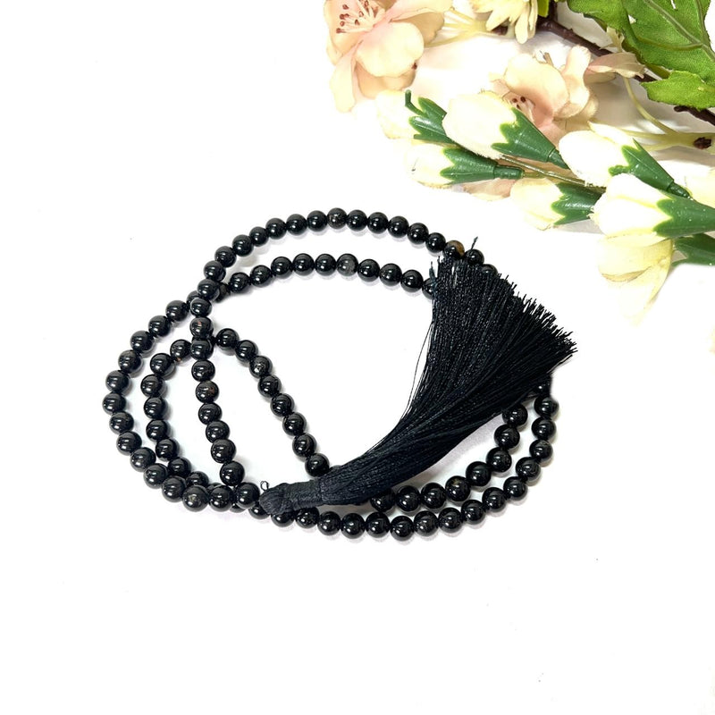 Black Tourmaline Round (108 + 1=109) Beads Jaap Mala (Grounding & Protection)