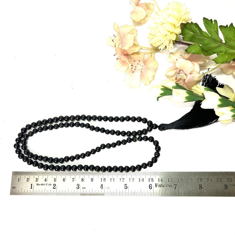 Black Tourmaline Round (108 + 1=109) Beads Jaap Mala (Grounding & Protection)