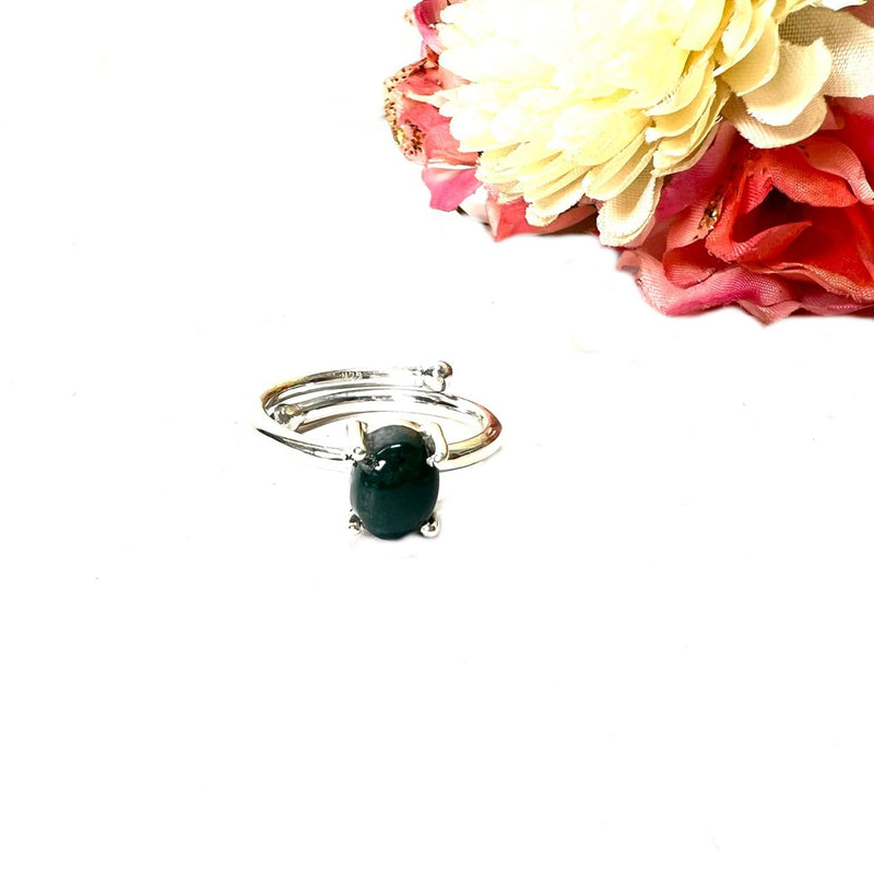 Bloodstone Adjustable Ring in Silver (Good Health) (1 pc)