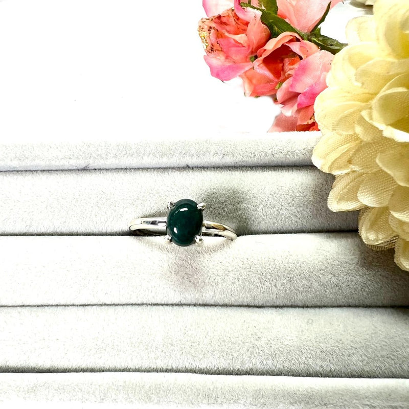 Bloodstone Adjustable Ring in Silver (Good Health) (1 pc)