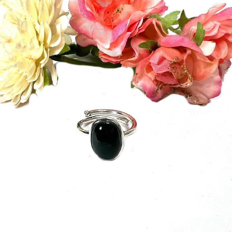 Bloodstone Adjustable Ring in Silver (Good Health) (1 pc)