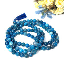 Blue Apatite Round Beads Jaap Mala (Enhance Psychic Perception)