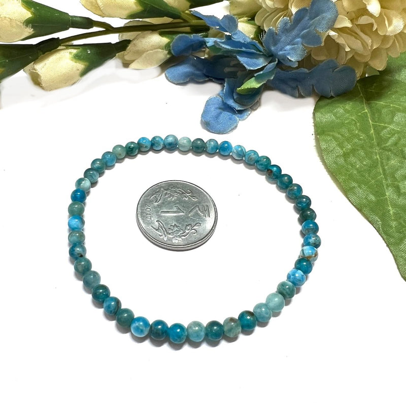 Blue Apatite Round Bead Bracelet (Psychic Perception)