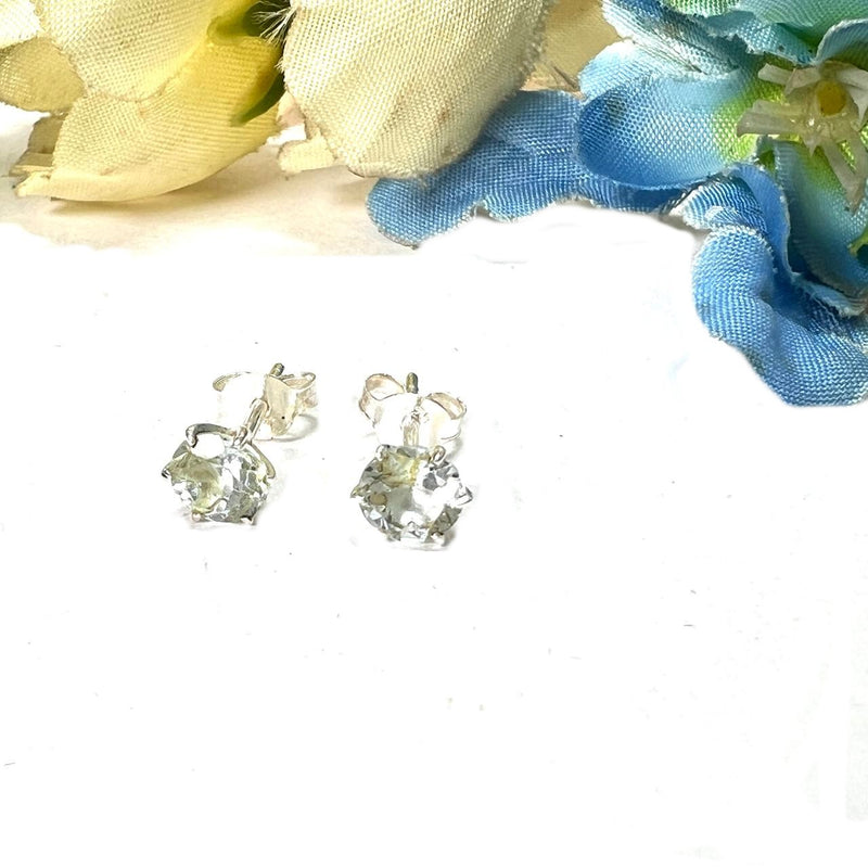 Blue Topaz Stud Earrings in Silver