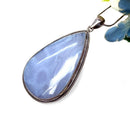 Blue Lace Agate Premium Pendants in Silver (Calm Communication)