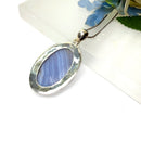 Blue Lace Agate Premium Pendants in Silver (Calm Communication)