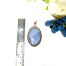 Blue Lace Agate Premium Pendants in Silver (Calm Communication)