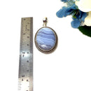 Blue Lace Agate Premium Pendants in Silver (Calm Communication)