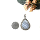 Blue Lace Agate Premium Pendants in Silver (Calm Communication)