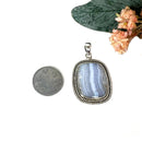 Blue Lace Agate Premium Pendants in Silver (Calm Communication)