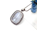 Blue Lace Agate Premium Pendants in Silver (Calm Communication)
