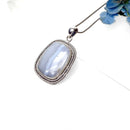 Blue Lace Agate Premium Pendants in Silver (Calm Communication)