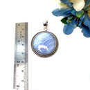 Blue Lace Agate Premium Pendants in Silver (Calm Communication)
