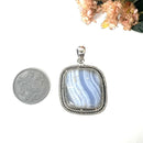 Blue Lace Agate Premium Pendants in Silver (Calm Communication)