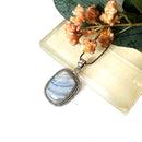 Blue Lace Agate Premium Pendants in Silver (Calm Communication)