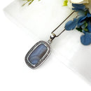 Blue Lace Agate Premium Pendants in Silver (Calm Communication)
