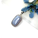 Blue Lace Agate Premium Pendants in Silver (Calm Communication)