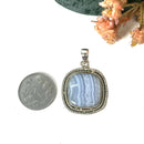Blue Lace Agate Premium Pendants in Silver (Calm Communication)