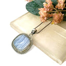Blue Lace Agate Premium Pendants in Silver (Calm Communication)