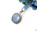 Blue Lace Agate Premium Pendants in Silver (Calm Communication)