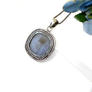 Blue Lace Agate Premium Pendants in Silver (Calm Communication)