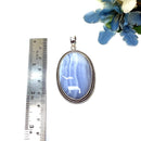 Blue Lace Agate Premium Pendants in Silver (Calm Communication)