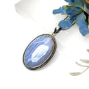 Blue Lace Agate Premium Pendants in Silver (Calm Communication)