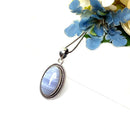 Blue Lace Agate Premium Pendants in Silver (Calm Communication)