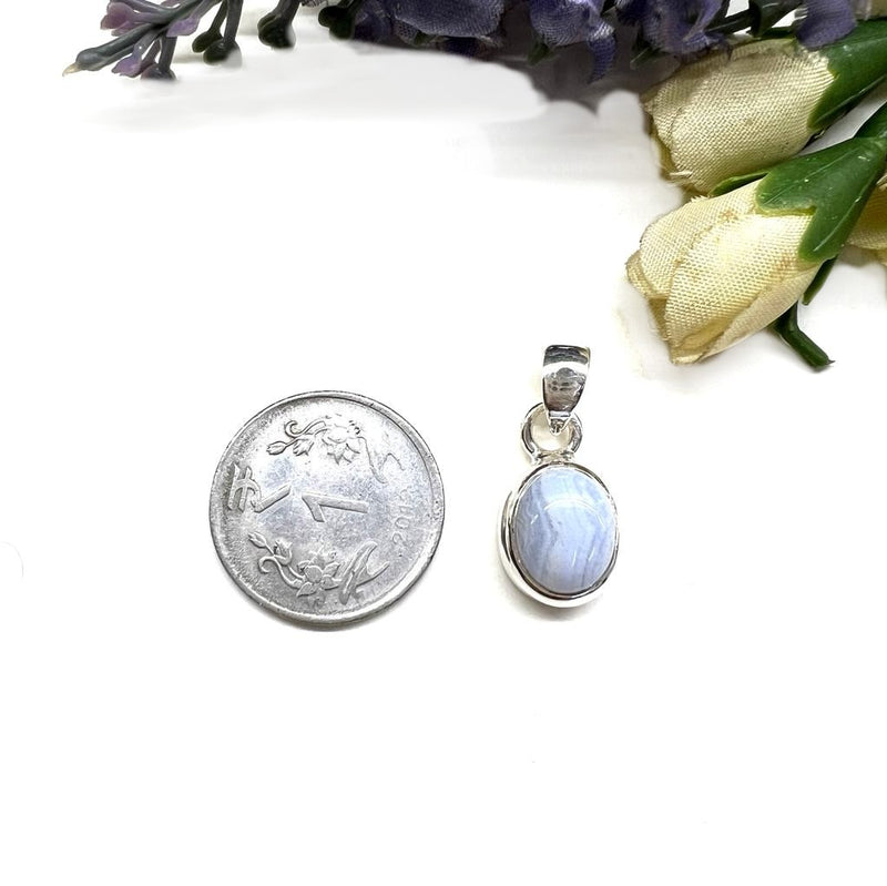 Blue Lace Agate Small Pendants in Silver (Communication)