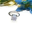Blue Lace Agate Adjustable Rings in Silver