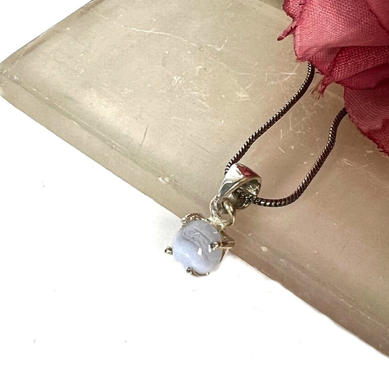 Blue Lace Agate Small Pendants in Silver (Communication)