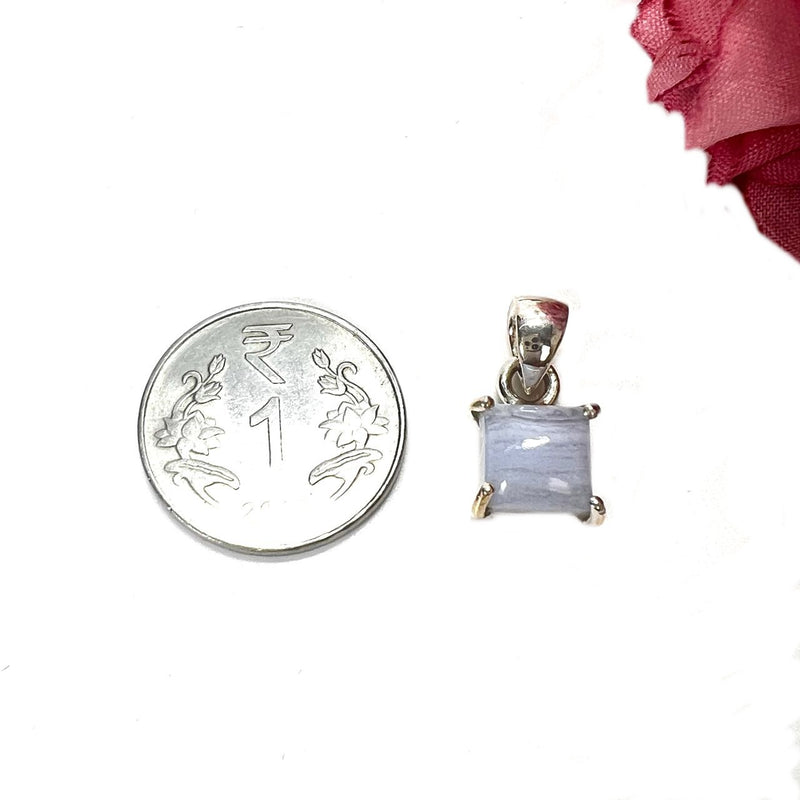 Blue Lace Agate Small Pendants in Silver (Communication)
