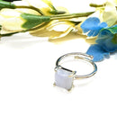 Blue Lace Agate Adjustable Rings in Silver