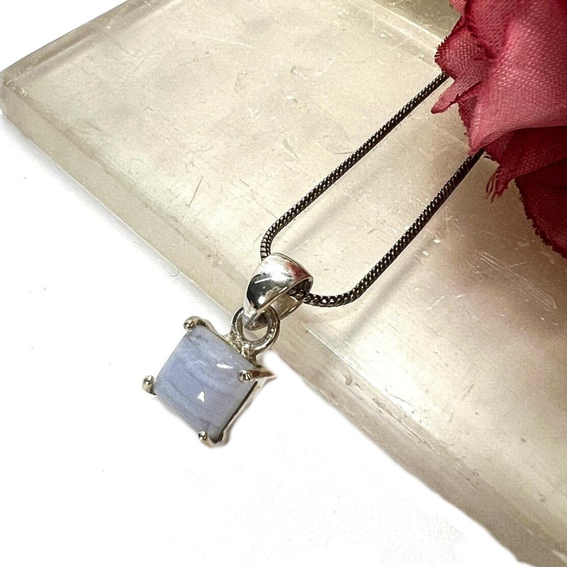 Blue Lace Agate Small Pendants in Silver (Communication)