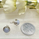Blue Lace Agate Earrings in Silver (Calm Expression)