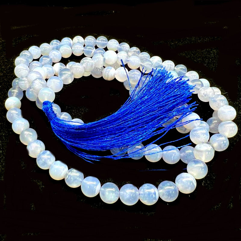 Blue Lace Agate Round Beads Jaap Mala (Communicaation)
