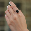 Black Tourmaline Adjustable Ring in Silver (Protection from Evil Eye)