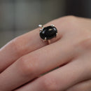 Black Tourmaline Adjustable Ring in Silver (Protection from Evil Eye)