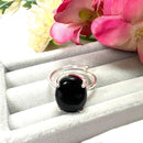 Black Tourmaline Adjustable Ring in Silver (Protection from Evil Eye)