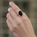 Black Tourmaline Adjustable Ring in Silver (Protection from Evil Eye)