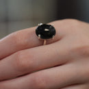Black Tourmaline Adjustable Ring in Silver (Protection from Evil Eye)