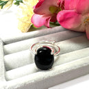 Black Tourmaline Adjustable Ring in Silver (Protection from Evil Eye)
