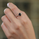 Black Tourmaline Adjustable Ring in Silver (Protection from Evil Eye)