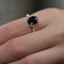 Black Tourmaline Adjustable Ring in Silver (Protection from Evil Eye)