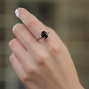 Black Tourmaline Adjustable Ring in Silver (Protection from Evil Eye)