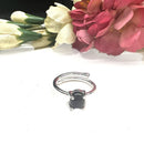Black Tourmaline Adjustable Ring in Silver (Protection from Evil Eye)