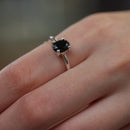 Black Tourmaline Adjustable Ring in Silver (Protection from Evil Eye)