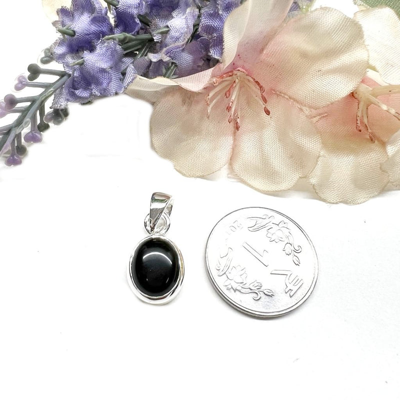 Black Tourmaline Small Pendants in Silver