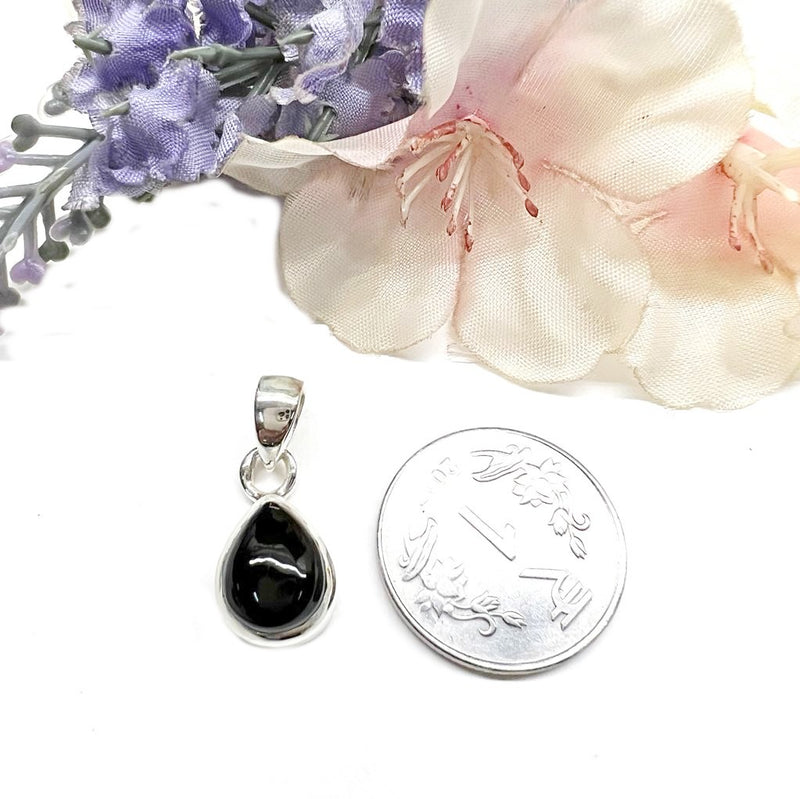 Black Tourmaline Small Pendants in Silver